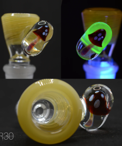 Drewp Glass – 14mm Worked UV Psychedelic Bowl (1 Hole) – Designs Available UV DR30