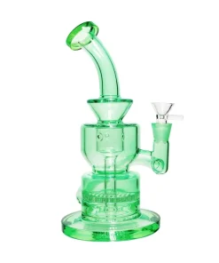 Smoke Cartel Neon Bent Neck with Honeycomb Percolator and Thick Base Bong