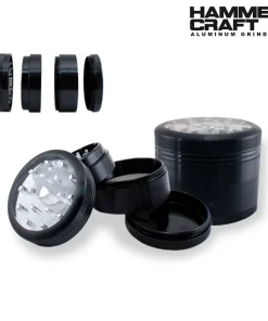 Alternative view of HAMMERCRAFT – ANODIZED BLACK CLEAR TOP ALUMINUM CNC 2.2″ GRINDER POLLINATOR