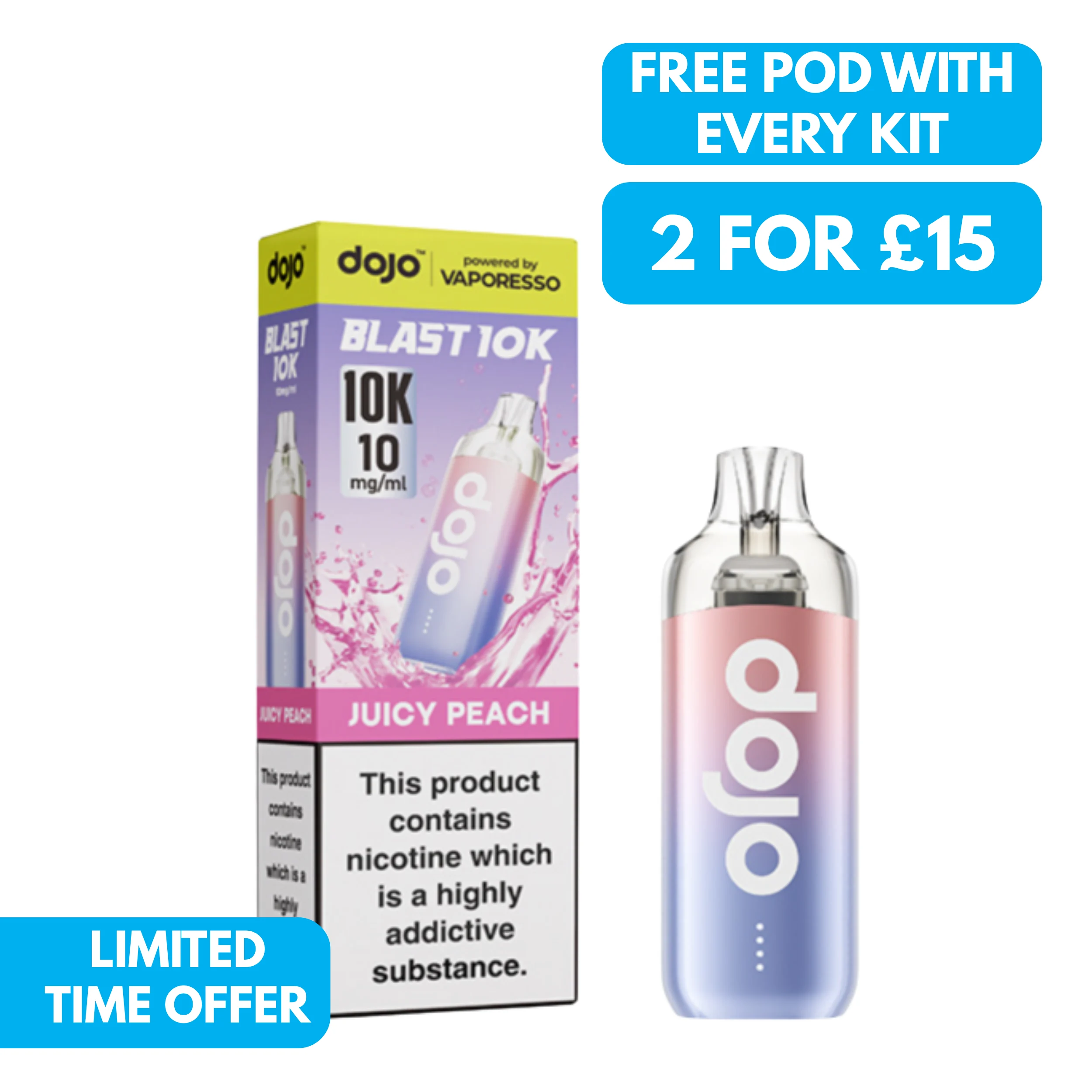 Vaporesso 10mg Dojo Blast 10K Prefilled Pod Vape Kit - Image 2