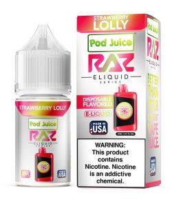 Pod Juice x RAZ Strawberry Lolly TFN Salt Vape Juice 30ml